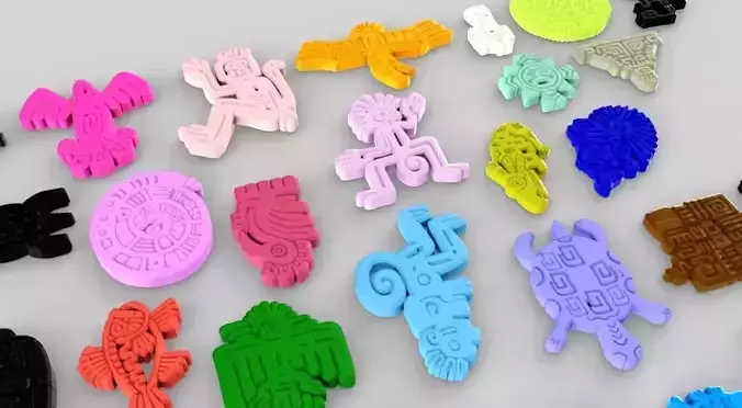 Mayan Animal Symbols Low-poly 3D model