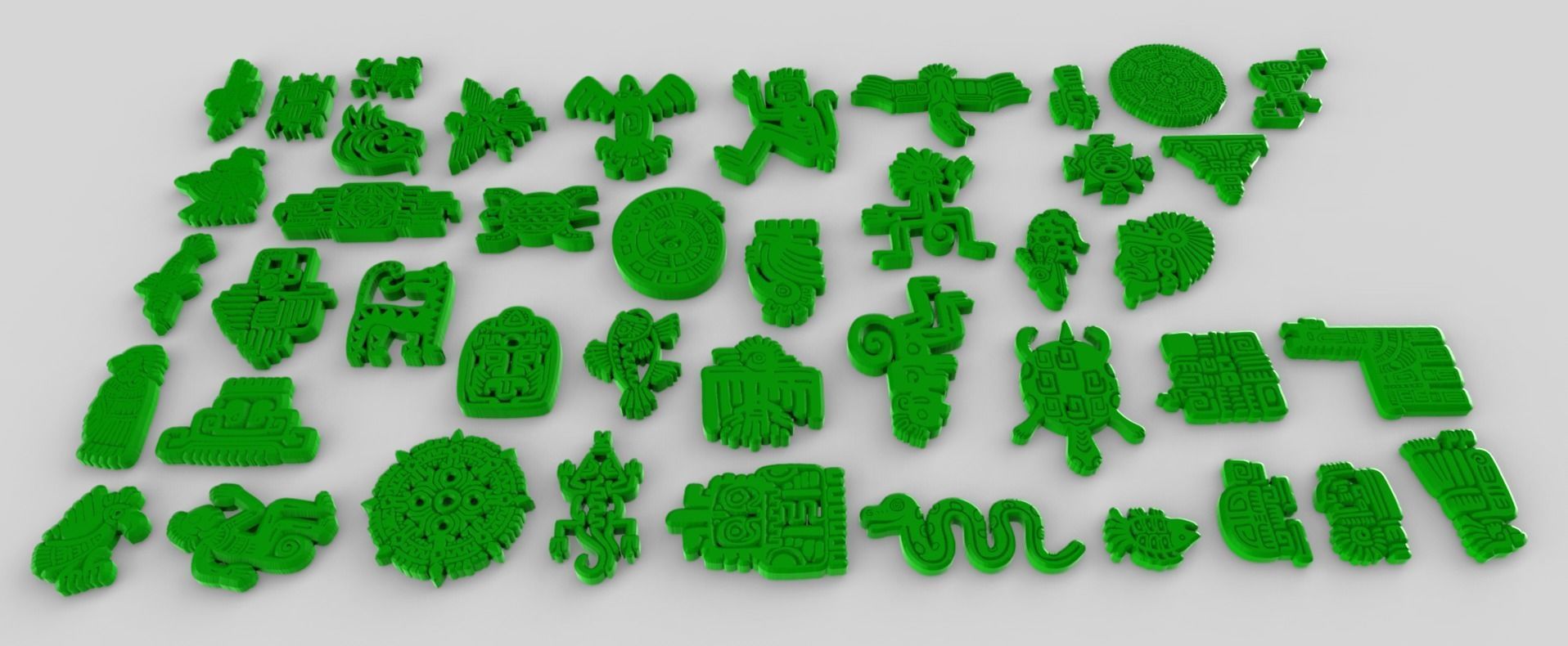 Mayan Animal Symbols Low-poly 3D model_1