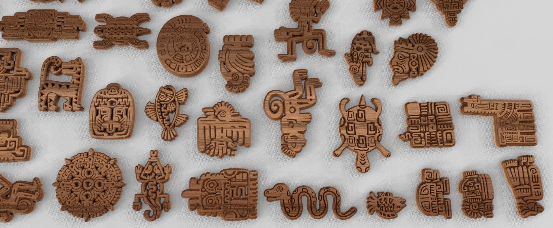 Mayan Animal Symbols Low-poly 3D model_9