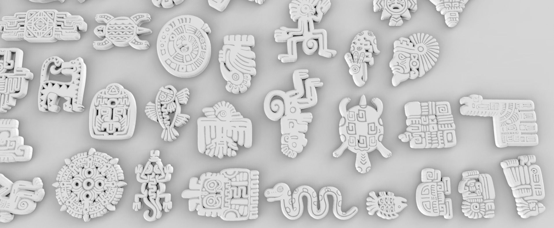 Mayan Animal Symbols Low-poly 3D model_11