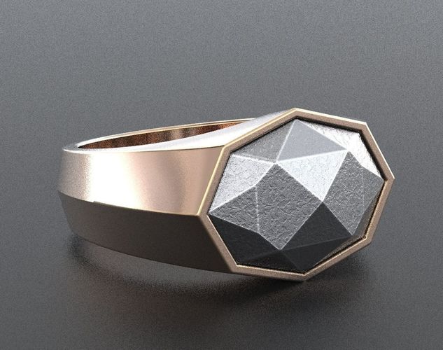 Ring with meteorite stone for men 345 3D print model