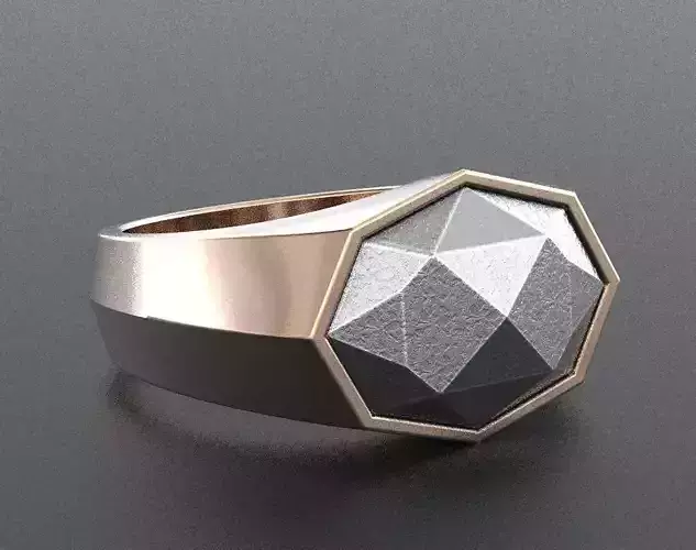 Ring with meteorite stone for men 345