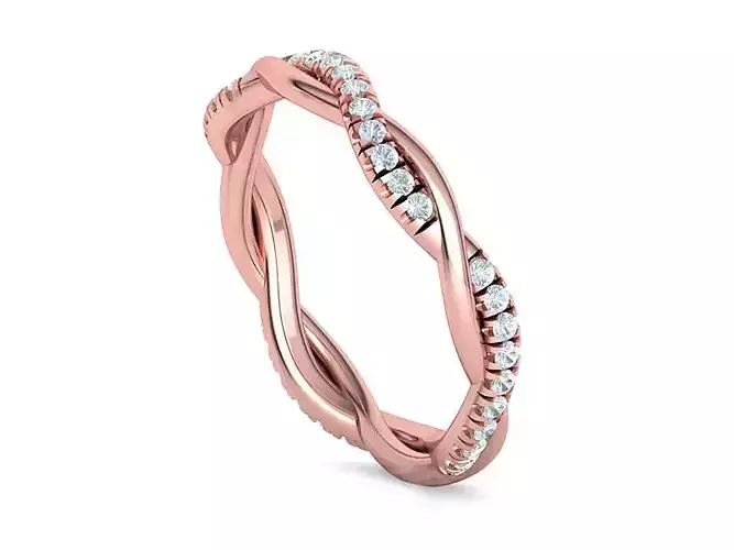Petite Twist Diamond Band Ring Pave setting 0229  3D print model