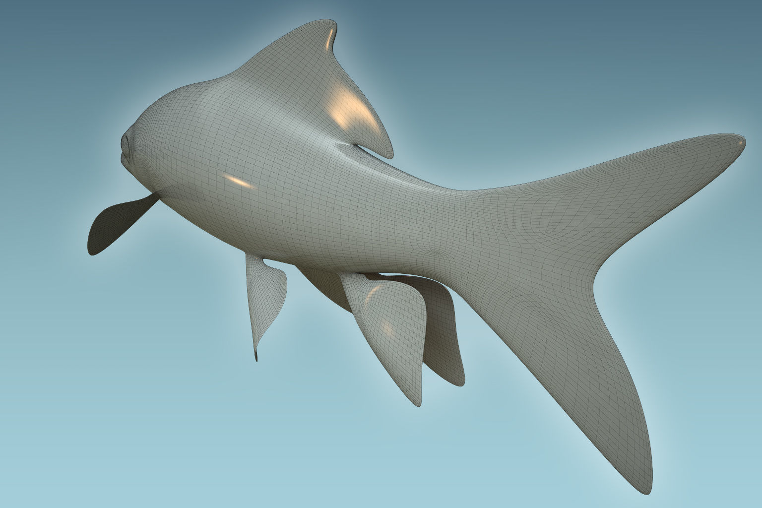 Red Tailed Fish 3D model_7