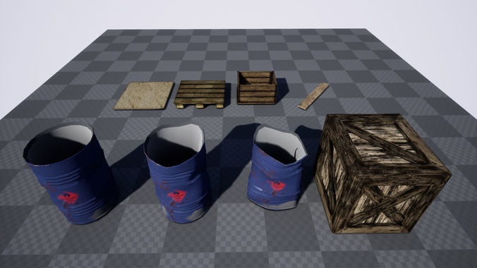 Barrels - Crates - Woods - Props Low-poly 3D model
