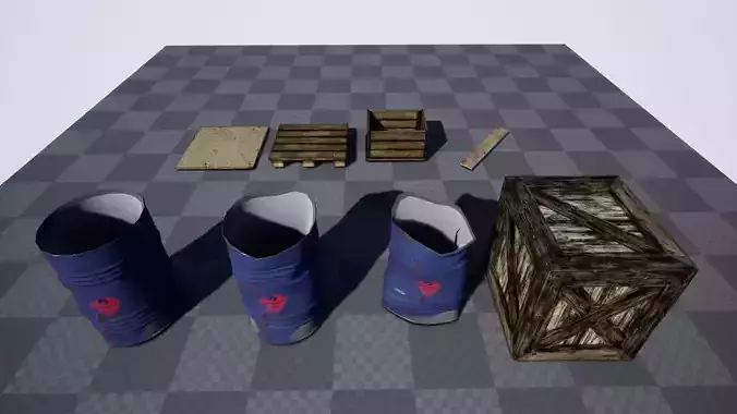 Barrels - Crates - Woods - Props Low-poly 3D model