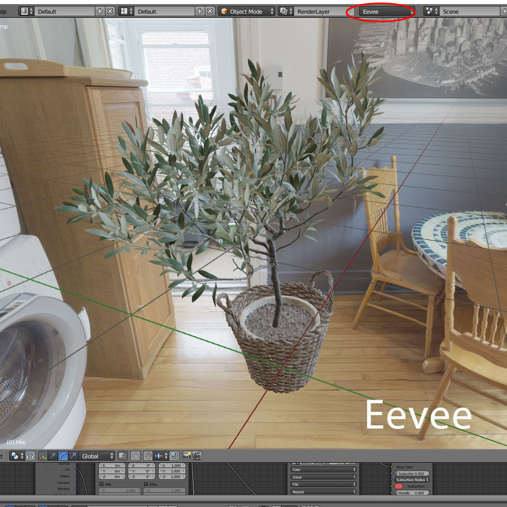 Olive tree in a  basket 3D model_8
