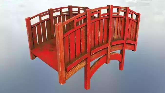 Asian bridge Low-poly 3D model