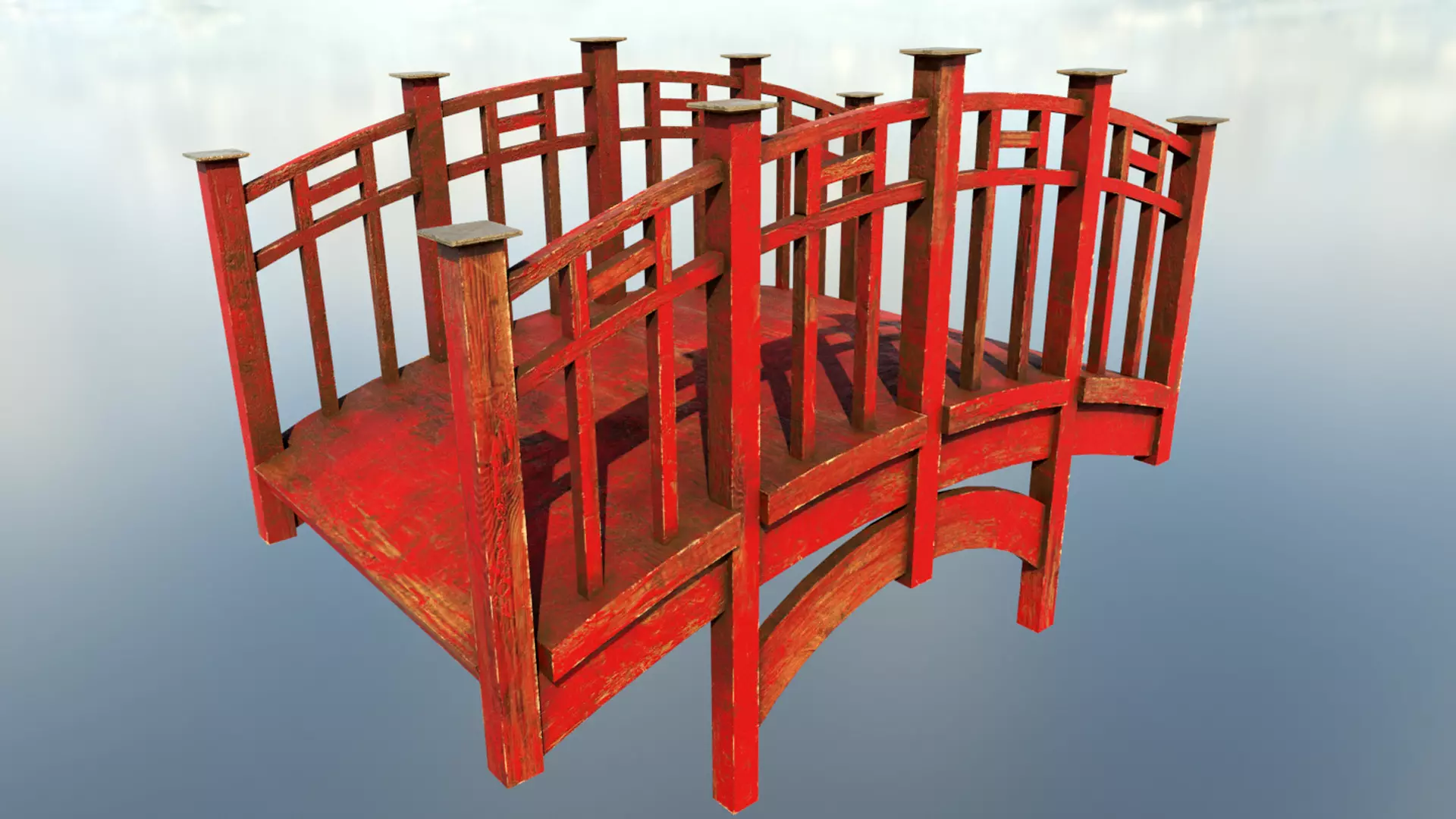 oriental bridge Low-poly 3D model_0