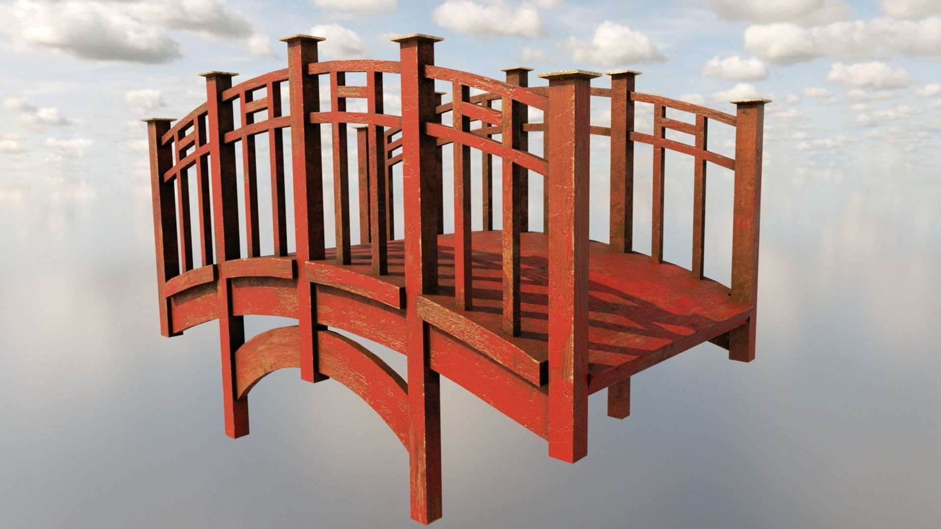 oriental bridge Low-poly 3D model_2