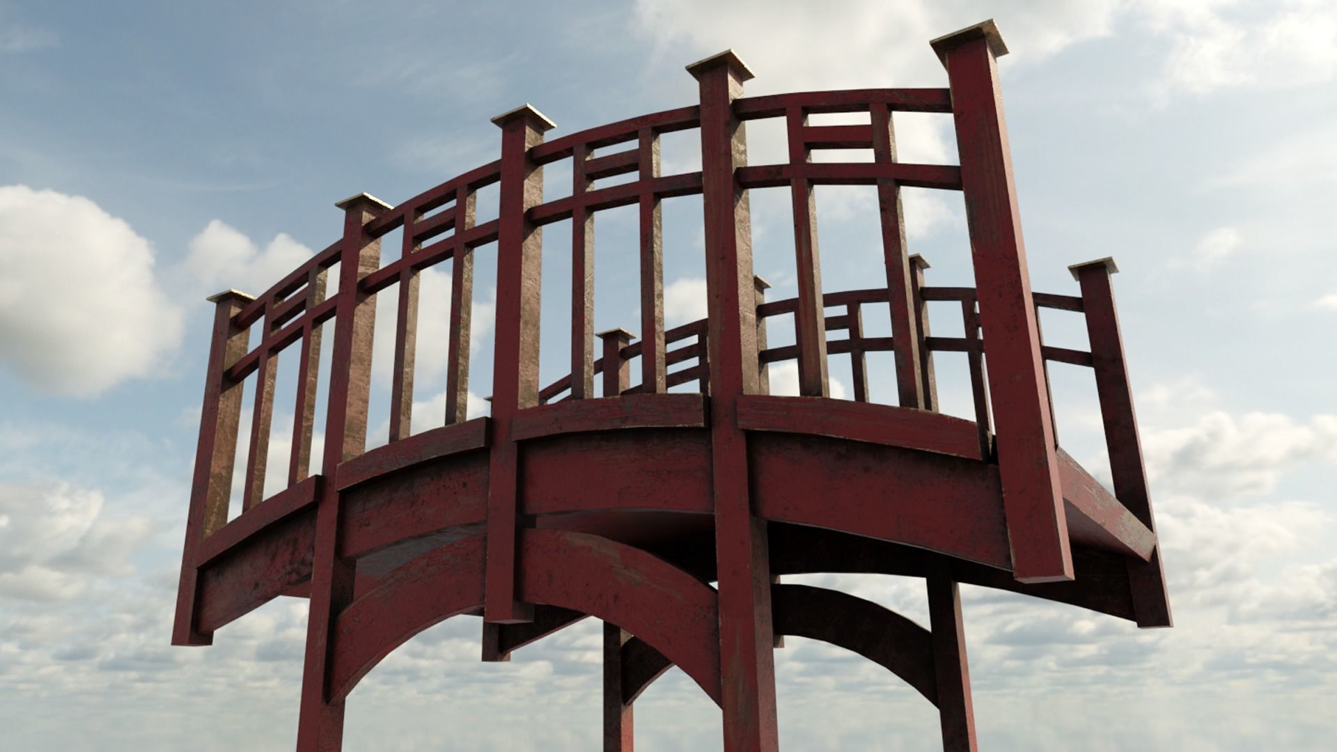 oriental bridge Low-poly 3D model_1