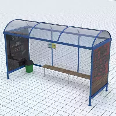 Busstop bus stop with sign 3D model