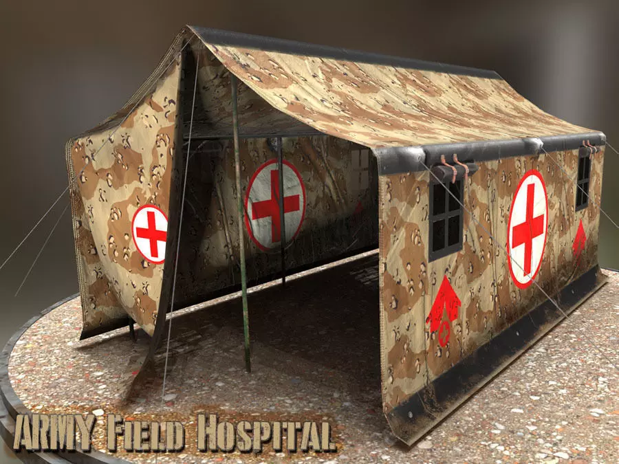Army Field Hospital Low-poly 3D model
