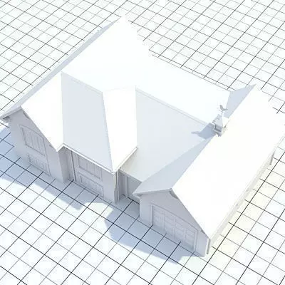 Colonial style house 1 3D model_0