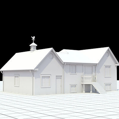 Colonial style house 1 3D model_1