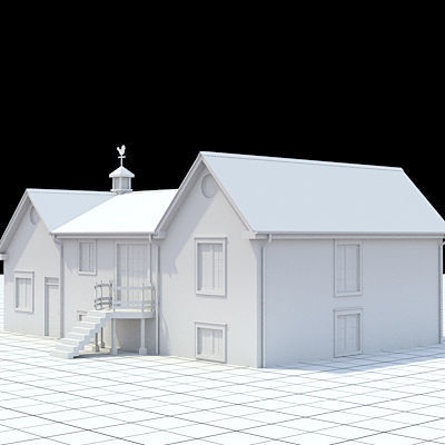 Colonial style house 1 3D model_4