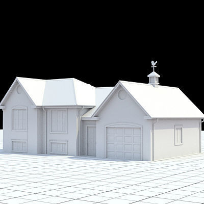 Colonial style house 1 3D model_2