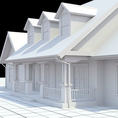 Cottage style house 1 3D model_1