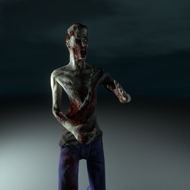 Zombie thin Lowpoly Low-poly 3D model_4