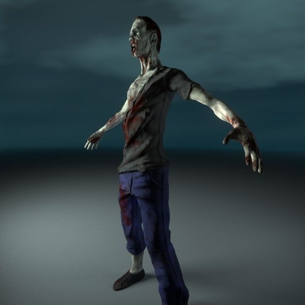 Zombie thin Lowpoly Low-poly 3D model_8