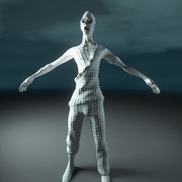 Zombie thin Lowpoly Low-poly 3D model_2