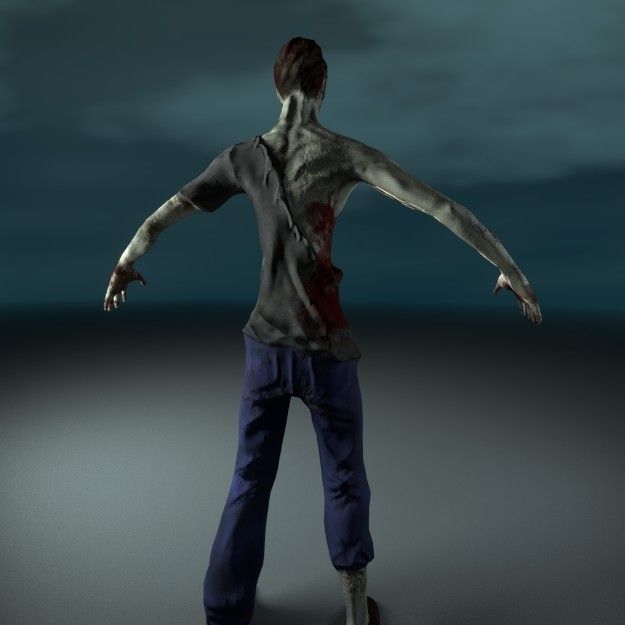 Zombie thin Lowpoly Low-poly 3D model_3