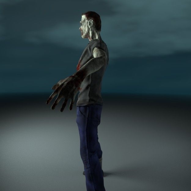 Zombie thin Lowpoly Low-poly 3D model_5