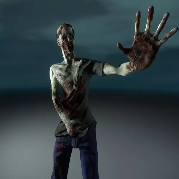 Zombie thin Lowpoly Low-poly 3D model_0