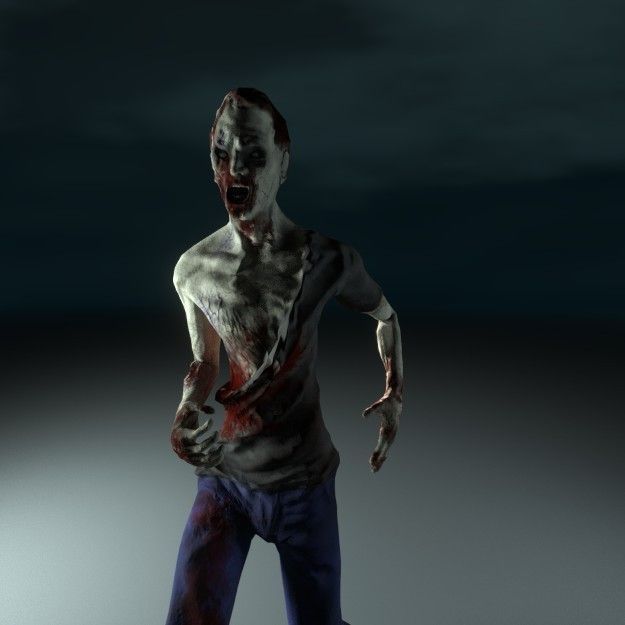 Zombie thin Lowpoly Low-poly 3D model_6