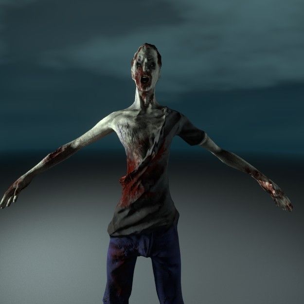 Zombie thin Lowpoly Low-poly 3D model_7