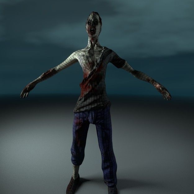 Zombie thin Lowpoly Low-poly 3D model_1