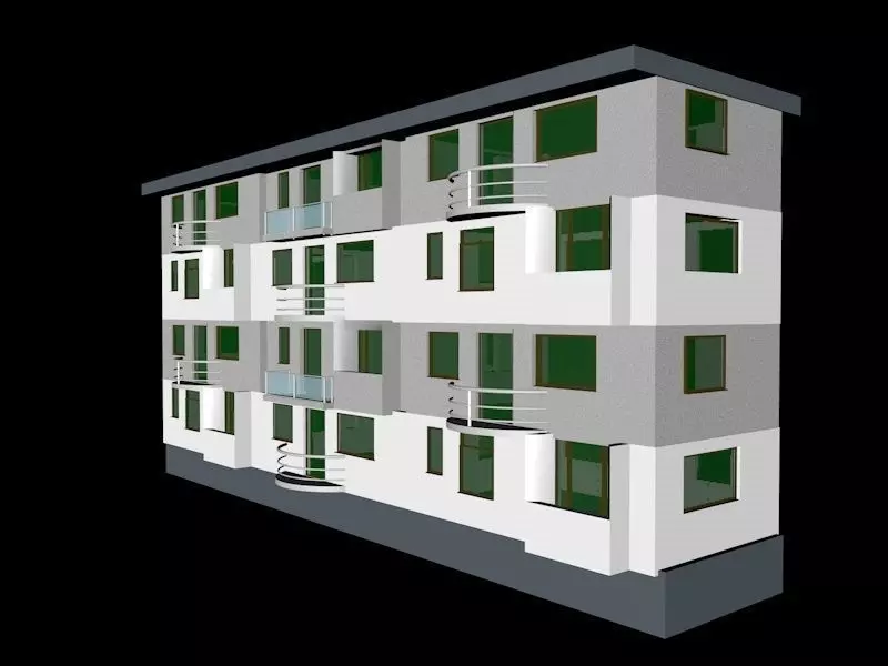 Apartment Building 3D model_0