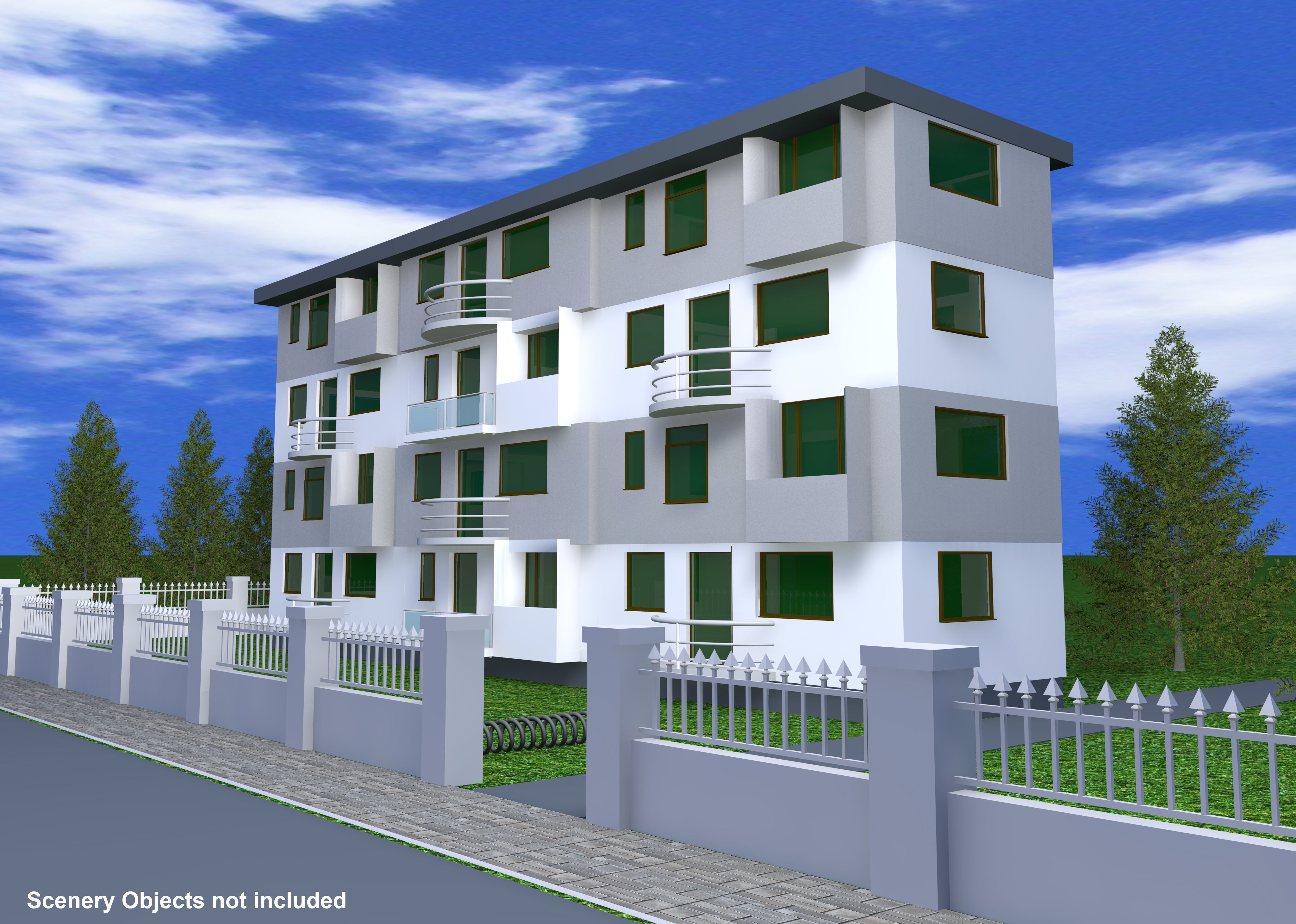 Apartment Building 3D model_2