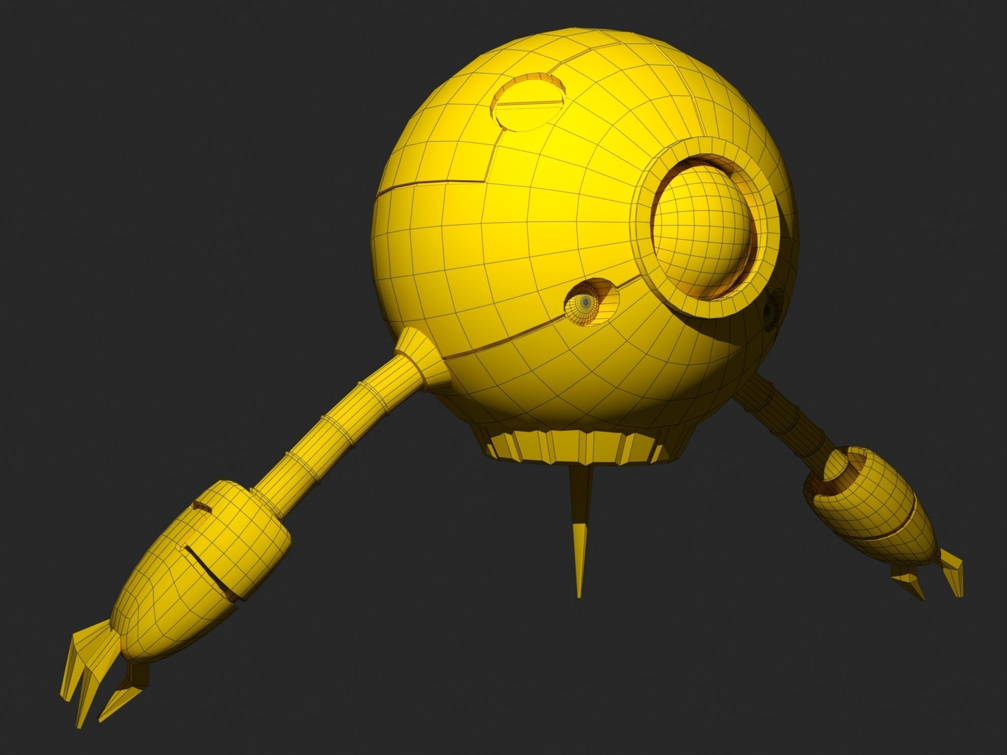 Sci Fi High Quality Drone Low-poly 3D model_9