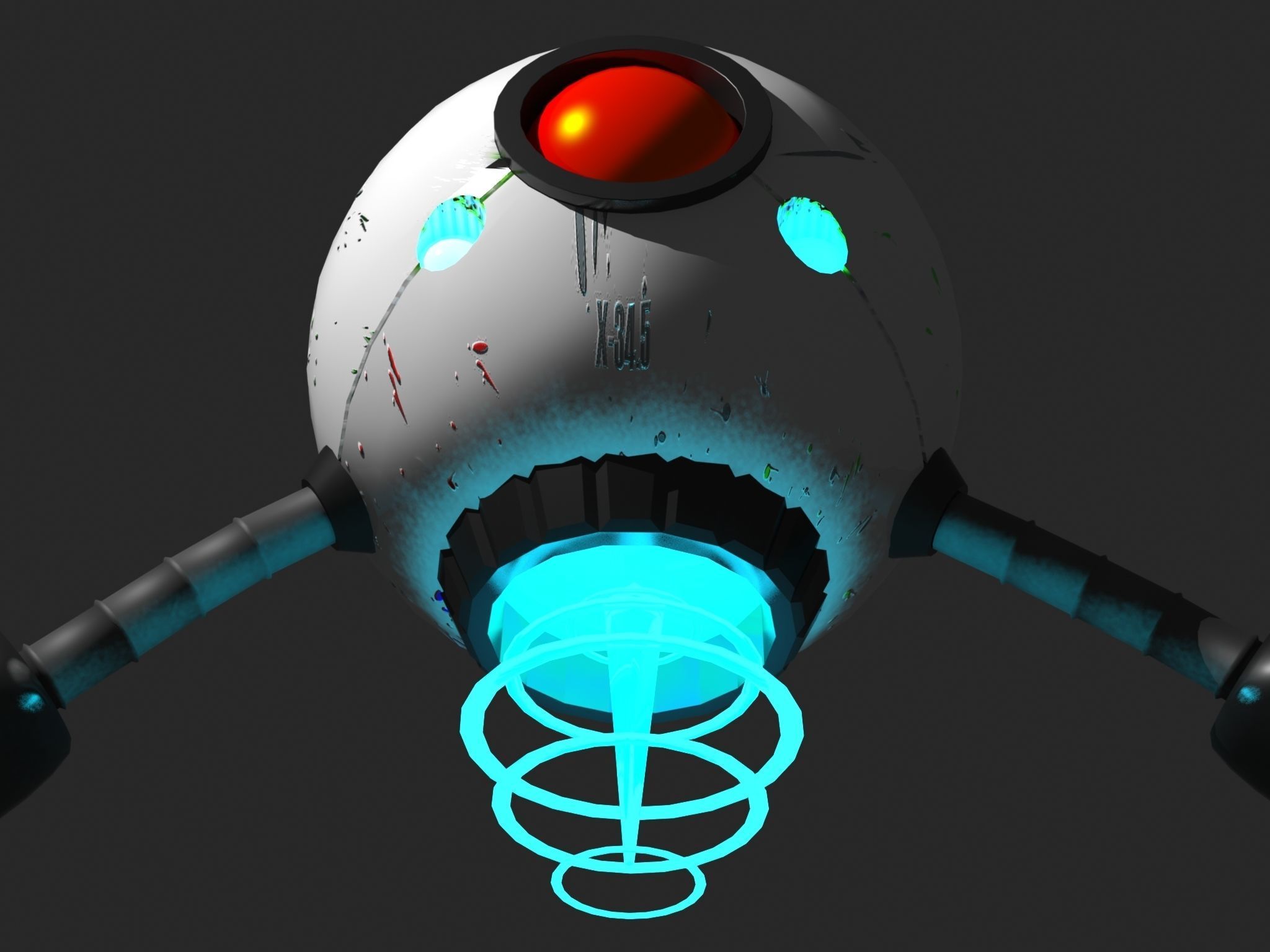 Sci Fi High Quality Drone Low-poly 3D model_7