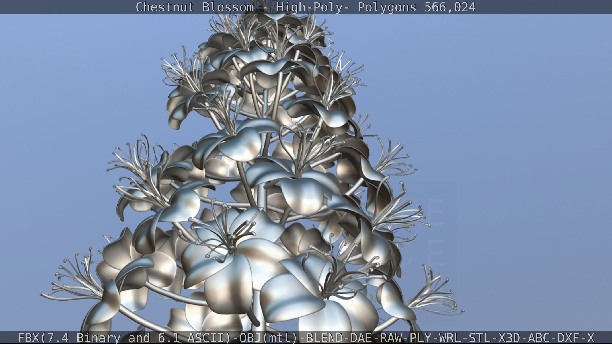 Chestnut Blossom High-Poly 3D model_98