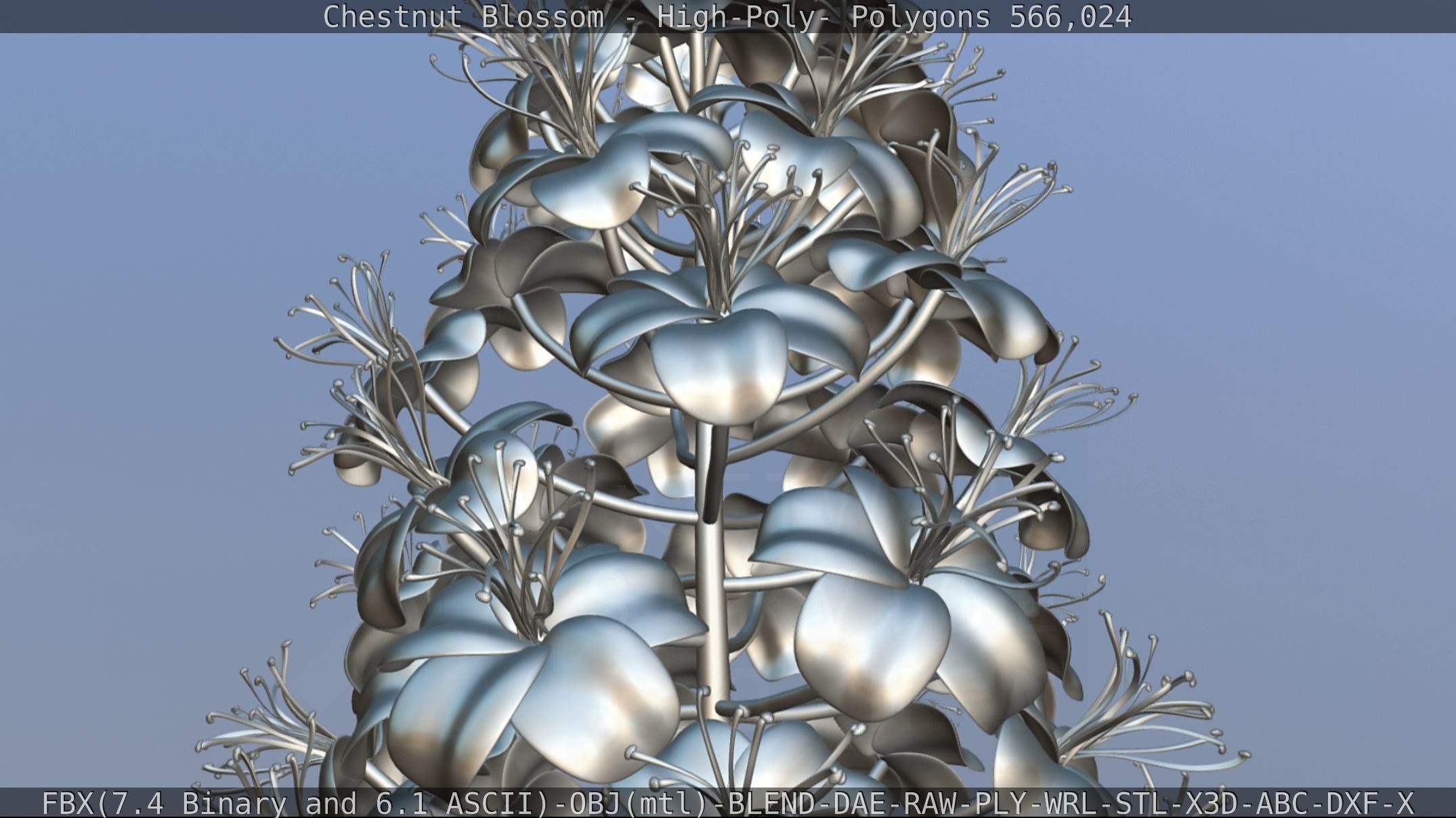 Chestnut Blossom High-Poly 3D model_99