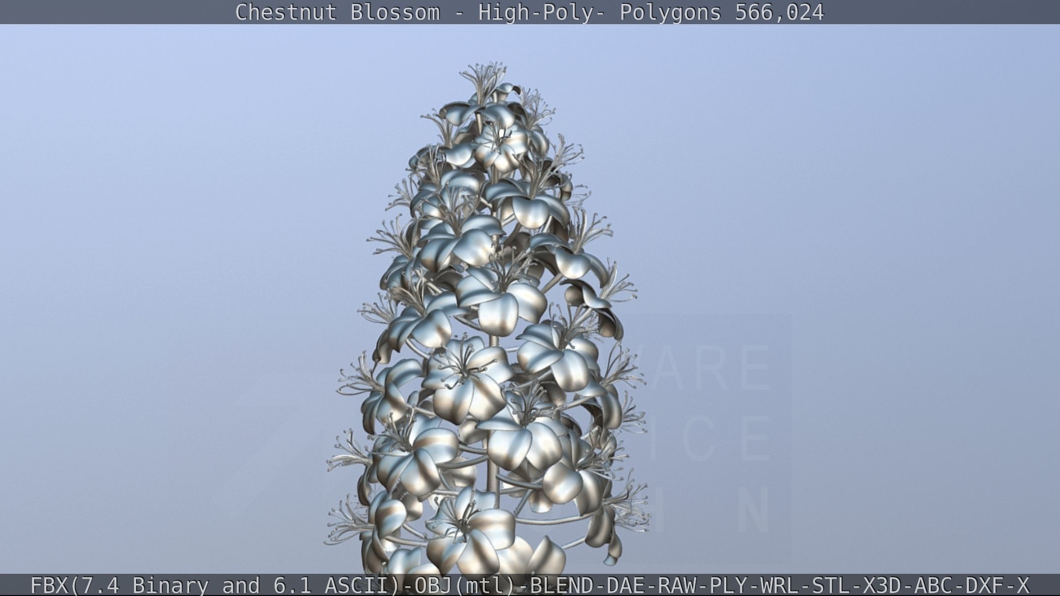 Chestnut Blossom High-Poly 3D model_90