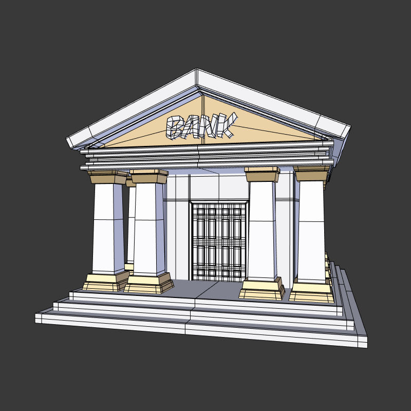 Cartoon Bank Low-poly 3D model_4