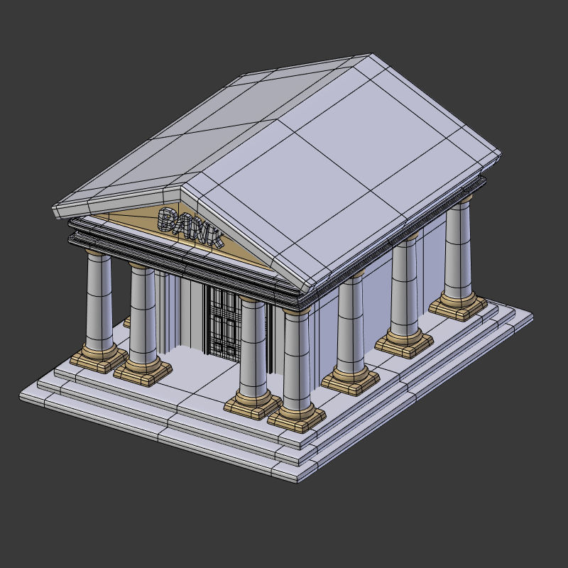 Cartoon Bank Low-poly 3D model_10