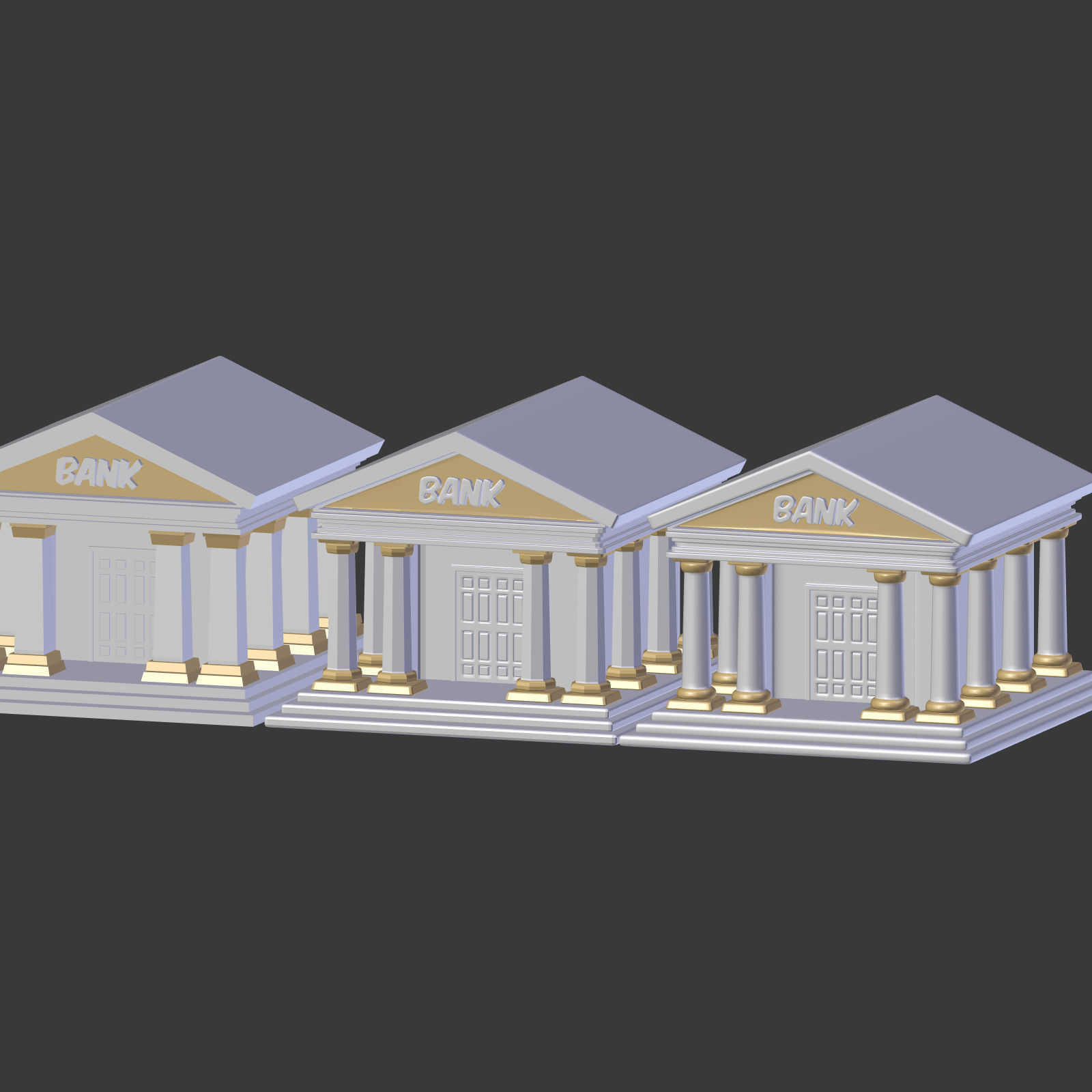 Cartoon Bank Low-poly 3D model_16