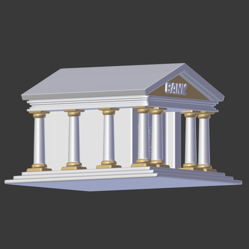 Cartoon Bank Low-poly 3D model_12
