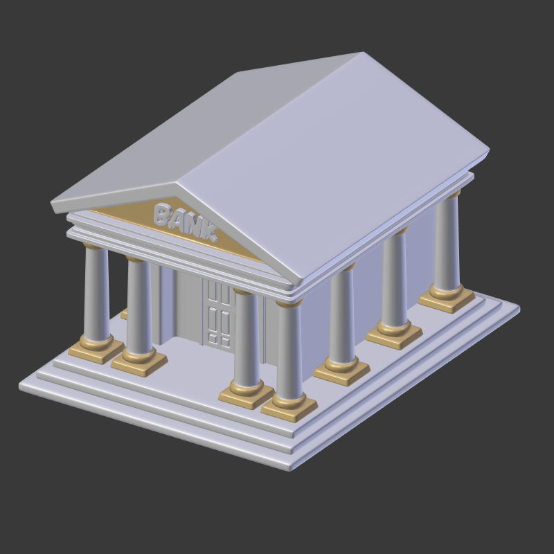 Cartoon Bank Low-poly 3D model_5