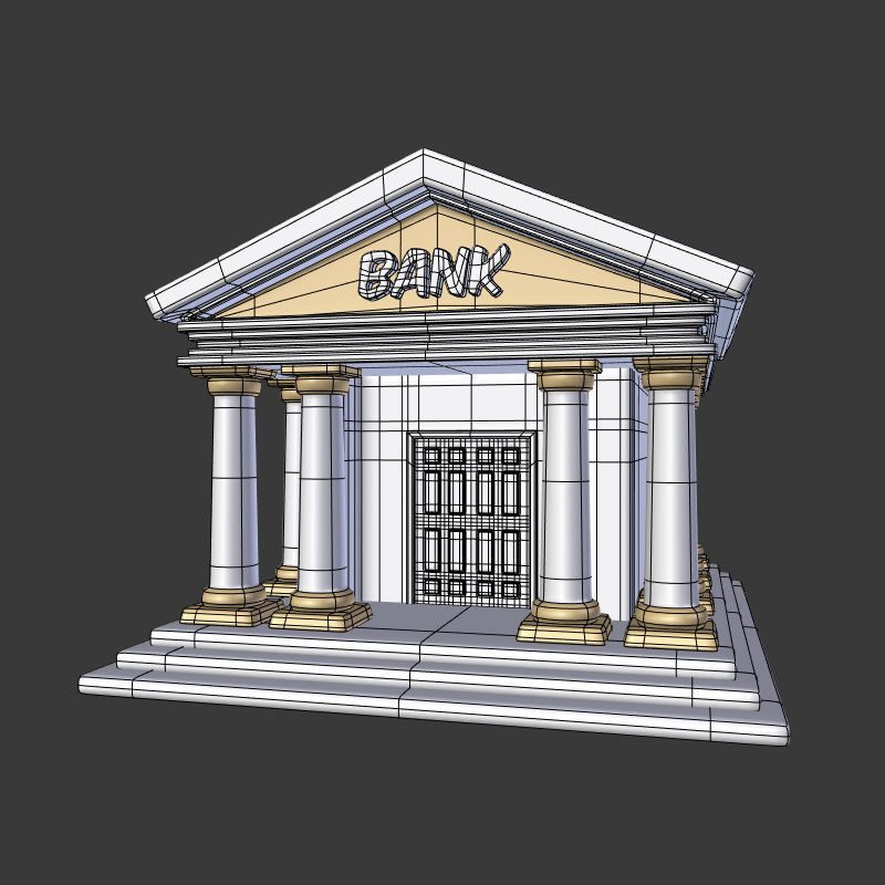 Cartoon Bank Low-poly 3D model_2