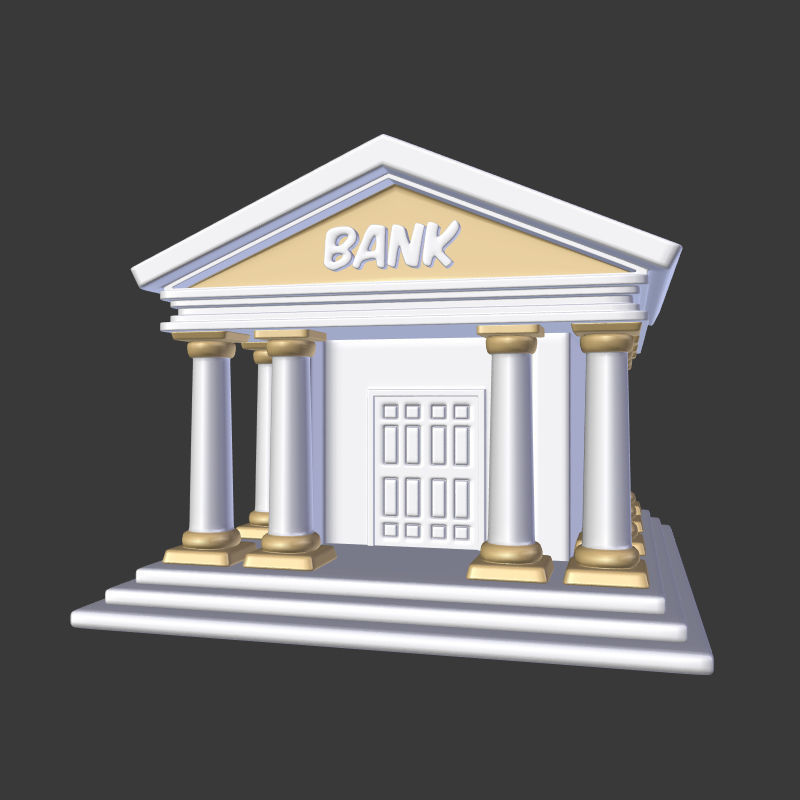 Cartoon Bank Low-poly 3D model_1