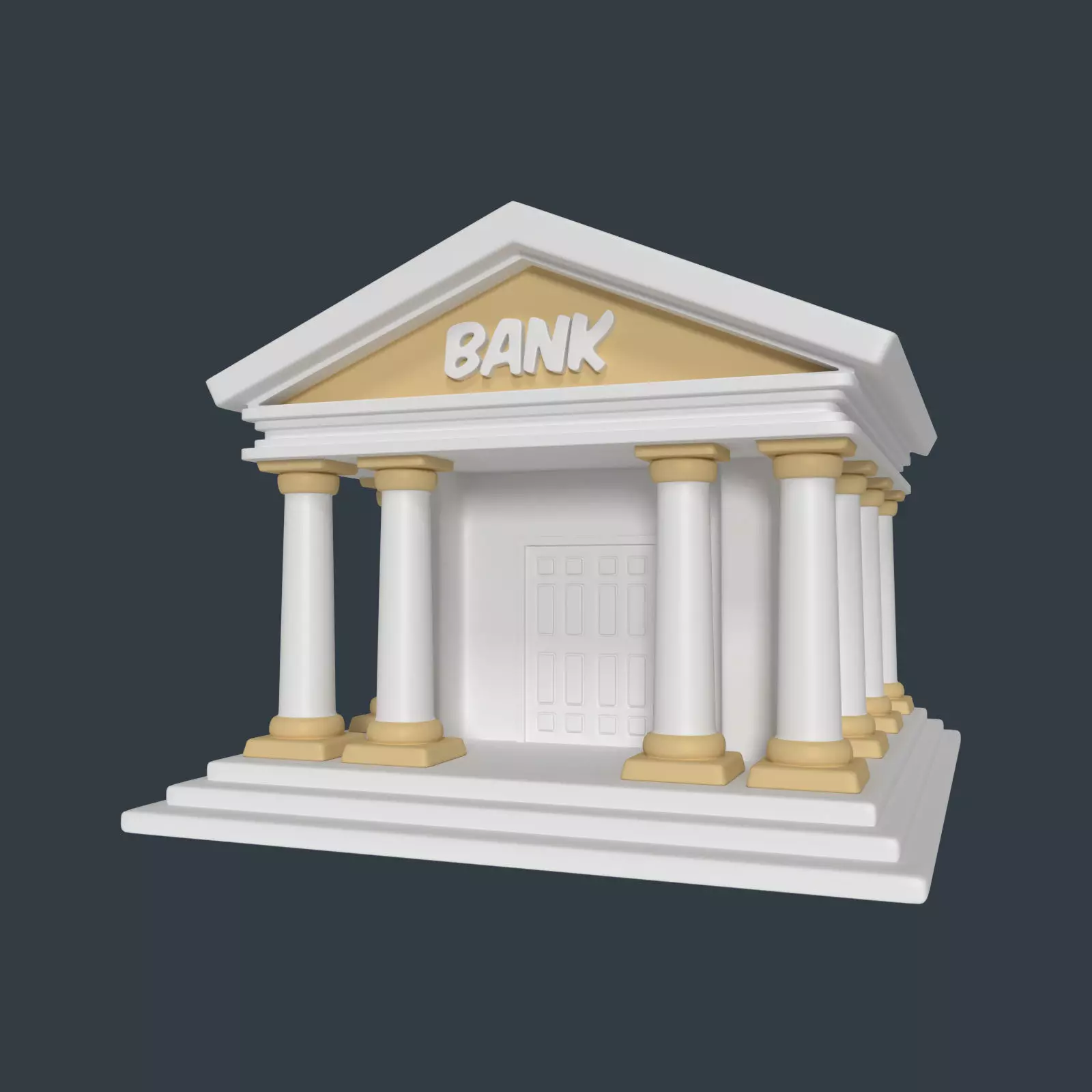 Cartoon Bank Low-poly 3D model_0