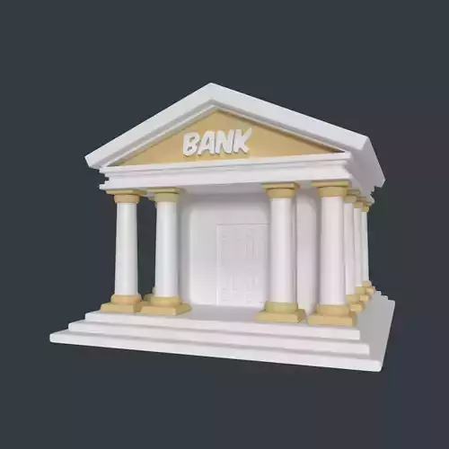 Cartoon Bank Low-poly 3D model
