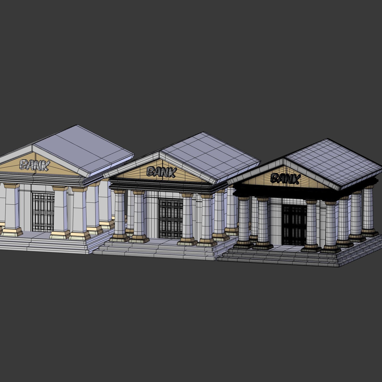 Cartoon Bank Low-poly 3D model_17