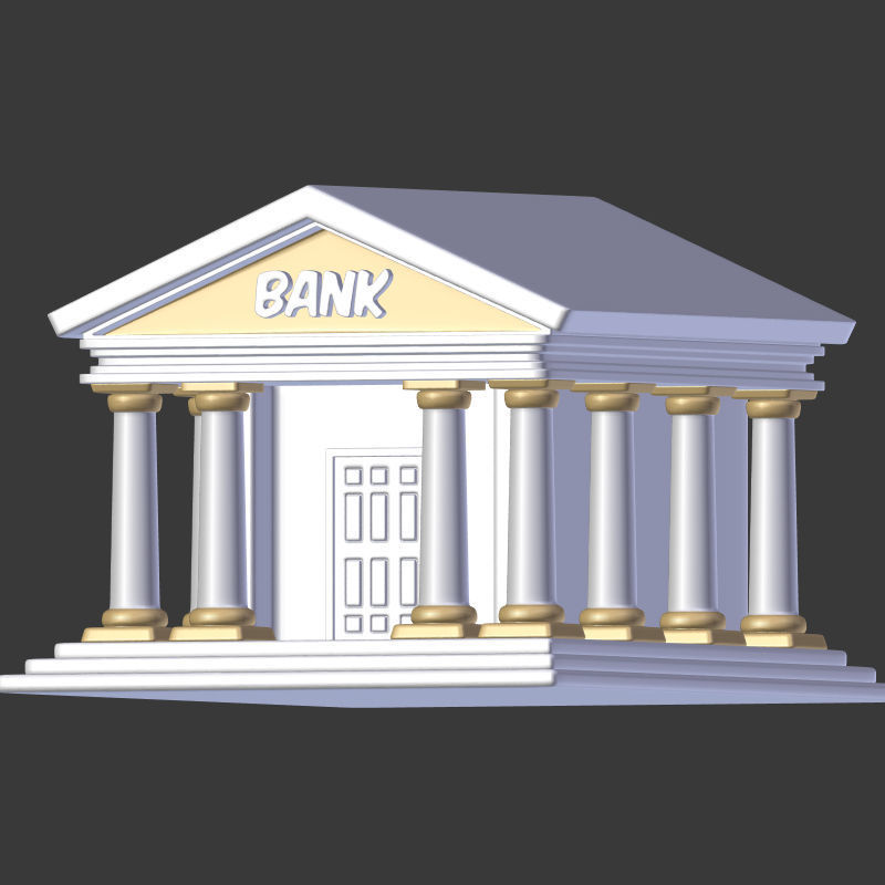 Cartoon Bank Low-poly 3D model_8