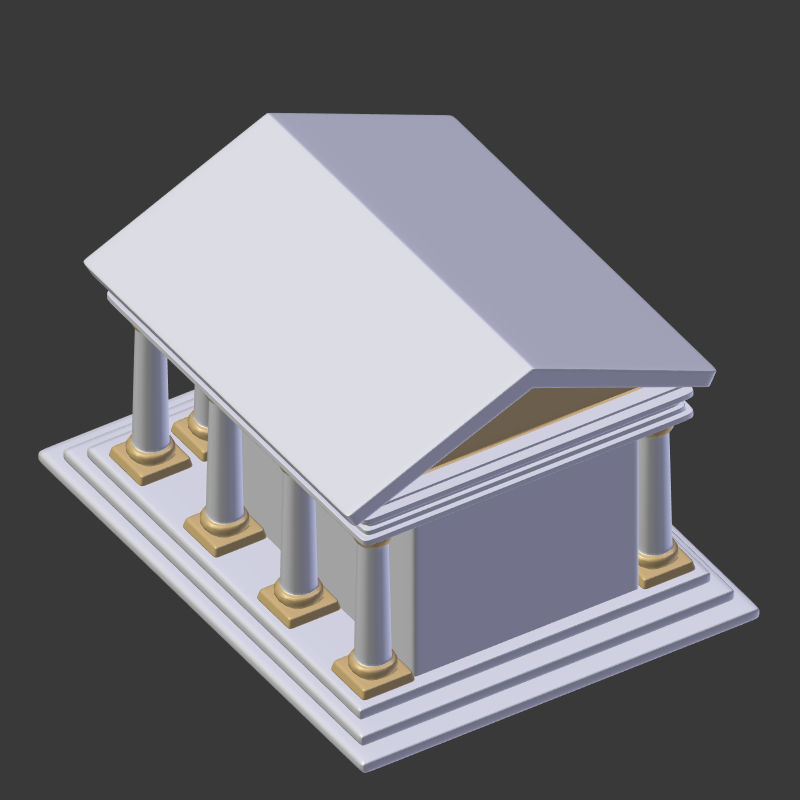 Cartoon Bank Low-poly 3D model_7